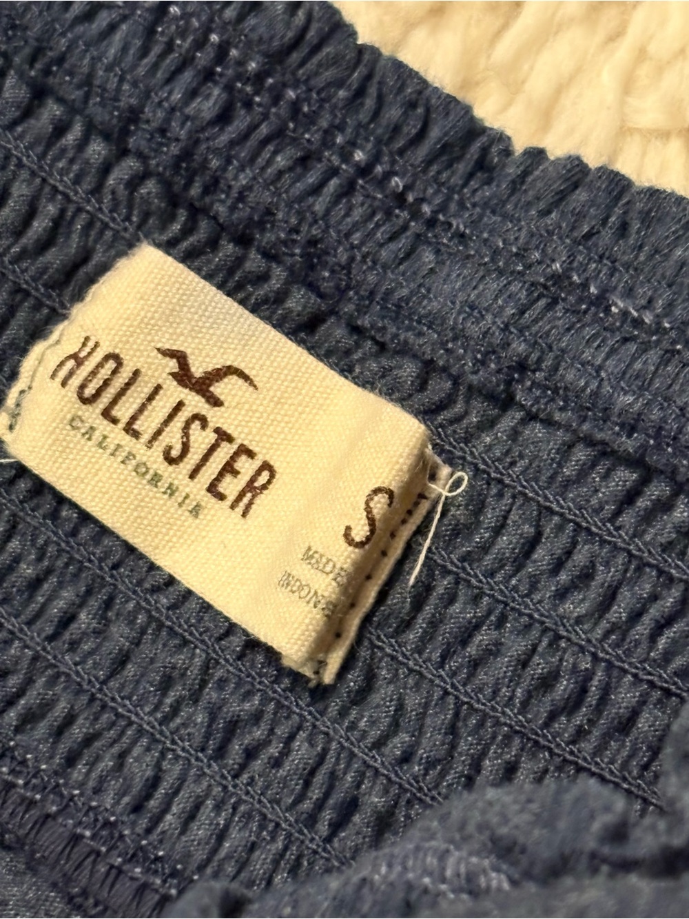 Vintage Hollister Y2K Blue Empire Waist Bandeau Top Ruffle Hem Logo - Picture 6 of 6